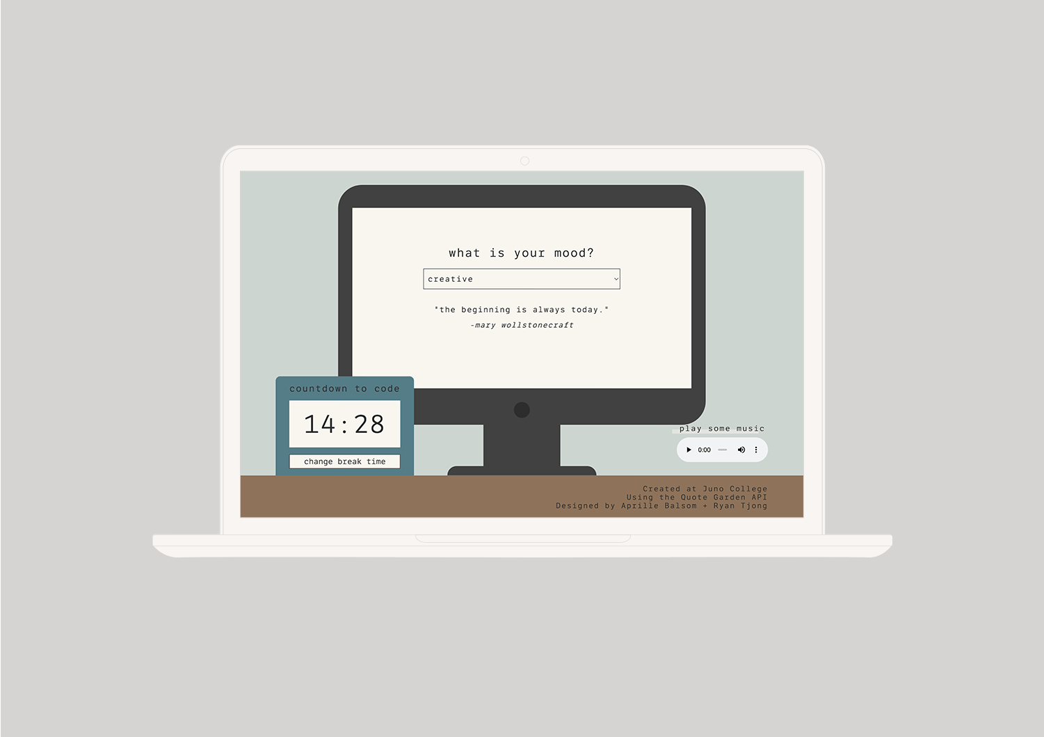 A digital mockup displaying the web application Code Countdown on a laptop screen.